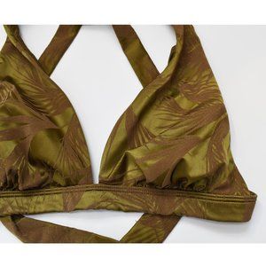 Olive green swim bikini top size S/M, sport beach top bra would fit a 34B / 34C